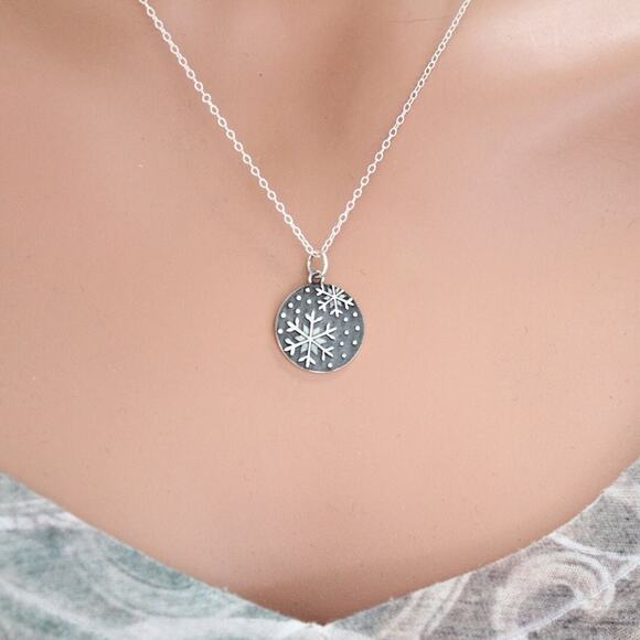 Sterling Silver Winter Storm Necklace, Sterling Silver Snow Flurry Necklace - Picture 1 of 5